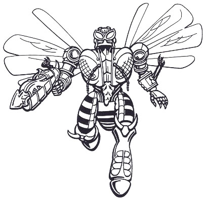 Line art illustration of the Transformer Bumble Bee